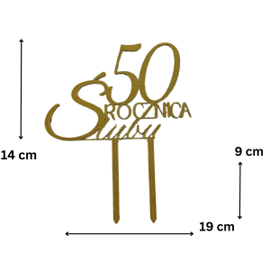 Topper Złoty dekor rocznica Ślubu ✨  Dekoracja na tort 23 cm Wyjątkowa rocznica - zdjęcie 2