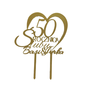 Topper Złoty dekor rocznica Ślubu ✨  Dekoracja na tort 23 cm Wyjątkowa rocznica imiona serce - zdjęcie 2