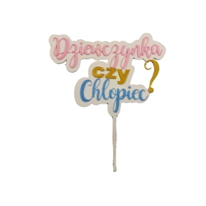 Topper BABY SHOWER na tort Gender Reveal • Dziewczynka czy Chłopiec? • Róż i niebieski 25 cm - zdjęcie 1