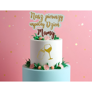 Topper BABY SHOWER boczny Chrzest Święty Dekoracja tortu Butelka kieliszek - zdjęcie 3