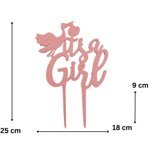 Topper BABY SHOWER na tort Gender Reveal • It's a girl • Róż 25 cm  - zdjęcie 1