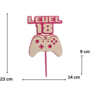 Topper na tort 🎂 urodziny dla gamerki z kontrolerem w dłoni PERSONALIOWANY wybierz imię kolr lub liczbę - zdjęcie 1