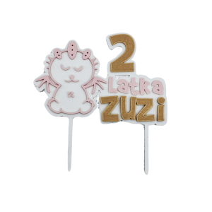 Topper na tort 🎂 SMOK URODZINY – personalizowany imię, cyfra i kolor, efekt WOW! ✨  3D - zdjęcie 1