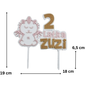 Topper na tort 🎂 SMOK URODZINY – personalizowany imię, cyfra i kolor, efekt WOW! ✨  3D - zdjęcie 2