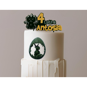 Topper boczny urodziny2 3 5 10 18 20 gamerka Dekoracja tortu smok w jaju - zdjęcie 3