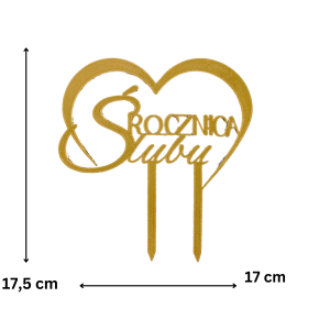 Topper złoty dekor rocznica Ślubu ✨  Dekoracja na tort Wyjątkowa rocznica serce - zdjęcie 3