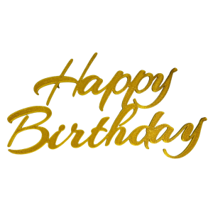 Złoty topper boczny Happy Birthday tort efektowna dekoracja napis urodziny - zdjęcie 2