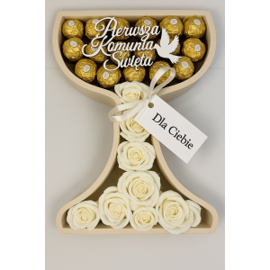 Box kielich 3D pudełko na słodycze prezent religijny Komunia Chrzest gift - zdjęcie 1