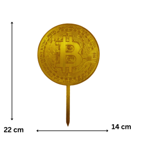 Topper na tort 🎂 Topper urodzinowy Bitcoin złota moneta dekoracja urodzinowa na tort PERSONALIZOWANY - zdjęcie 2