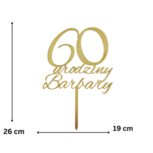 🎂 Dekoracja tortu 50 urodziny • Topper złoty srebrny personalizowany imię - zdjęcie 2