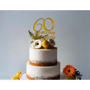 🎂 Dekoracja tortu 50 urodziny • Topper złoty srebrny personalizowany imię - zdjęcie 3