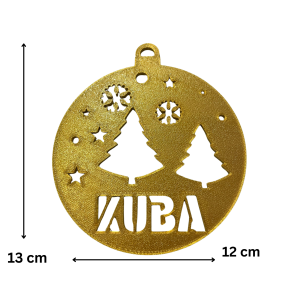 Bombka Złota personalizowana z imieniem 12 cm ozdoba świąteczna na choinkę - zdjęcie 2