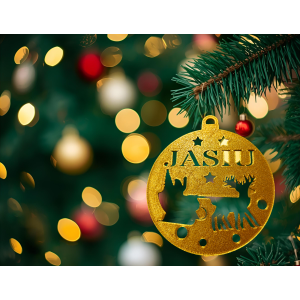 Bombka Złota personalizowana z imieniem 12 cm ozdoba świąteczna na choinkę  - zdjęcie 2